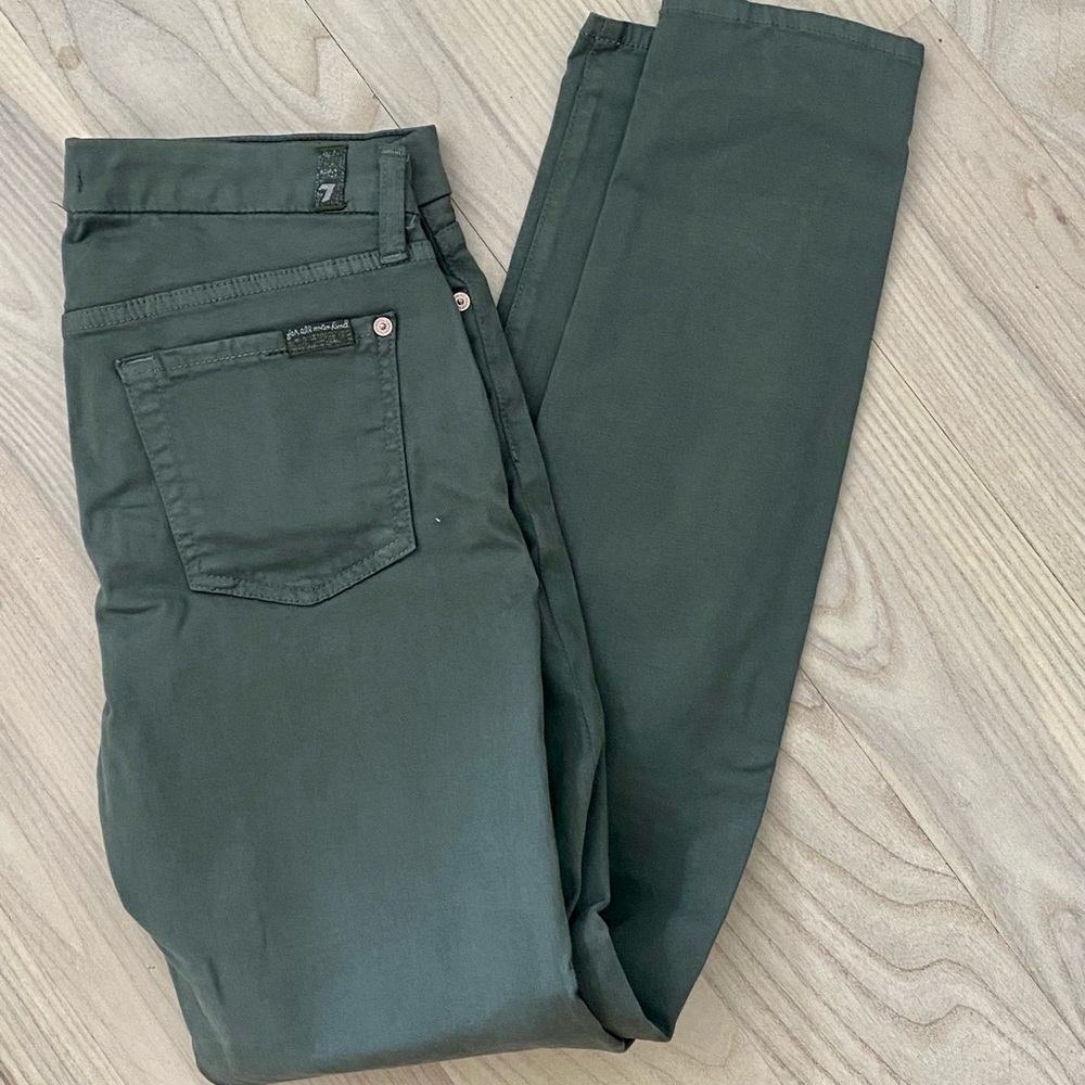 7 for all Mankind Army Green Skinny Jeans